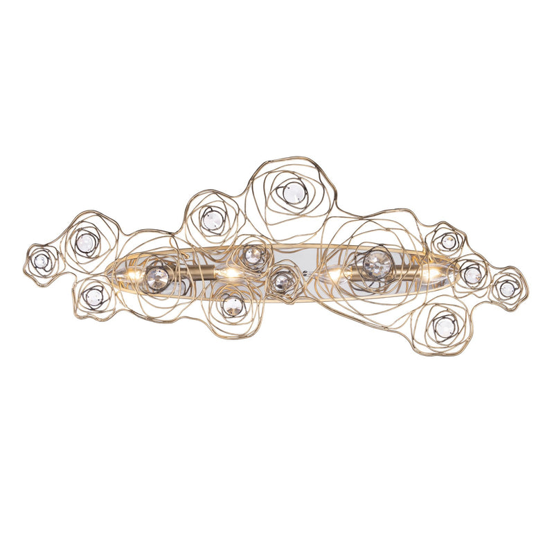 Ethereal Rose 4-Light 37" Wall Sconce in Havana Gold Ombre/Polished Stainless