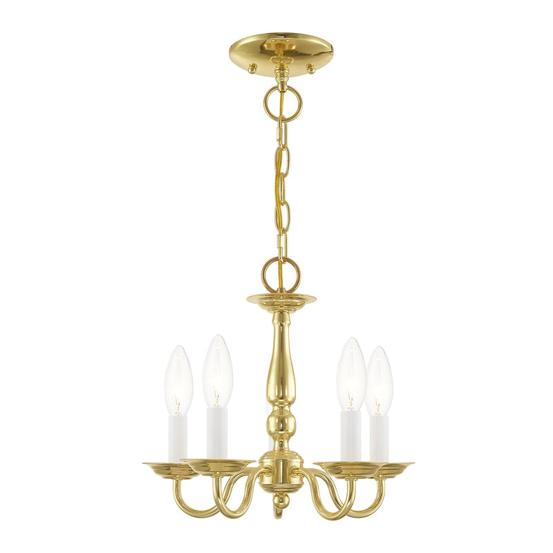 Williamsburgh 5-Light Convertible Mini Chandelier / Semi-Flush Mount in Polished Brass