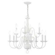 Williamsburgh 12-Light 26" 2-Tier Chandelier in White