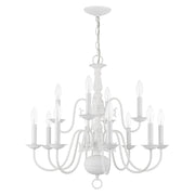 Williamsburgh 12-Light 26" 2-Tier Chandelier in White