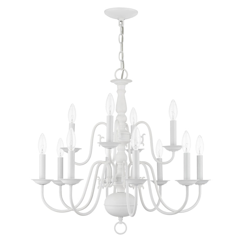Williamsburgh 12-Light 26" 2-Tier Chandelier in White