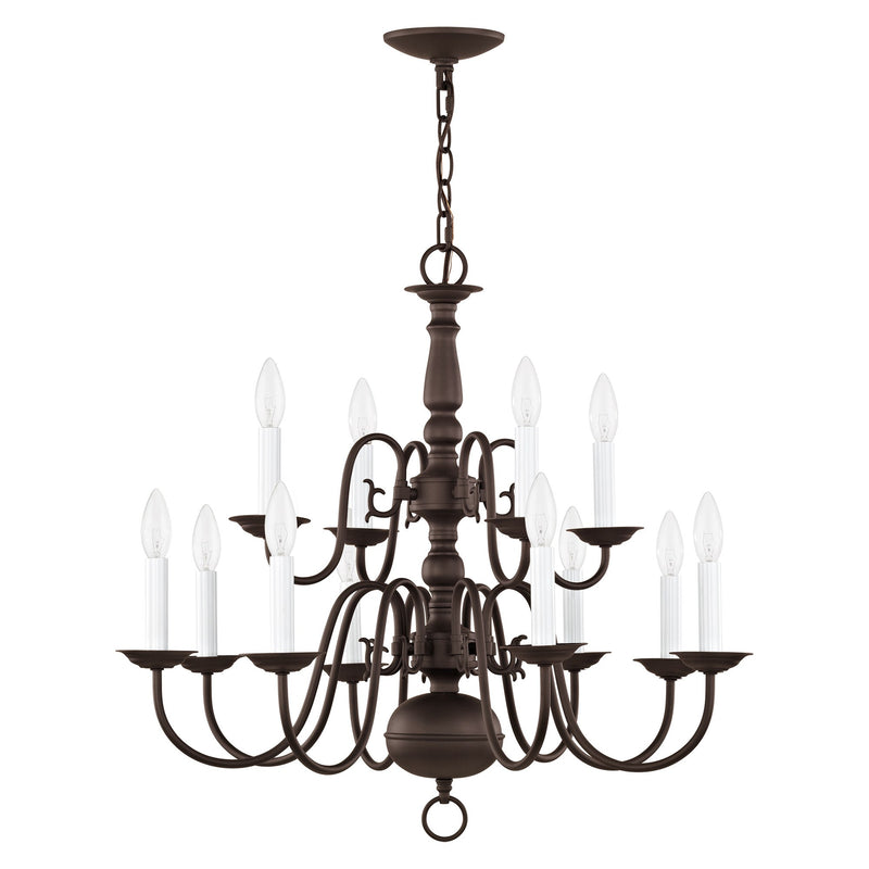Williamsburgh 12-Light 26" 2-Tier Chandelier in Bronze