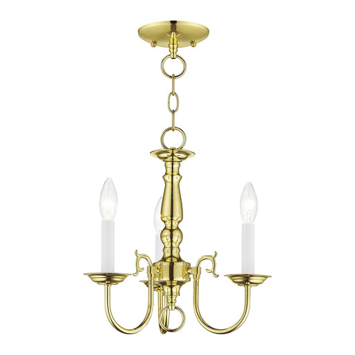 Williamsburgh 3-Light 14" Convertible Mini Chandelier / Semi-Flush Mount in Polished Brass