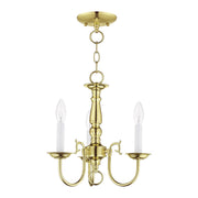 Williamsburgh 3-Light 14" Convertible Mini Chandelier / Semi-Flush Mount in Polished Brass
