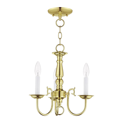 Williamsburgh 3-Light 14" Convertible Mini Chandelier / Semi-Flush Mount in Polished Brass