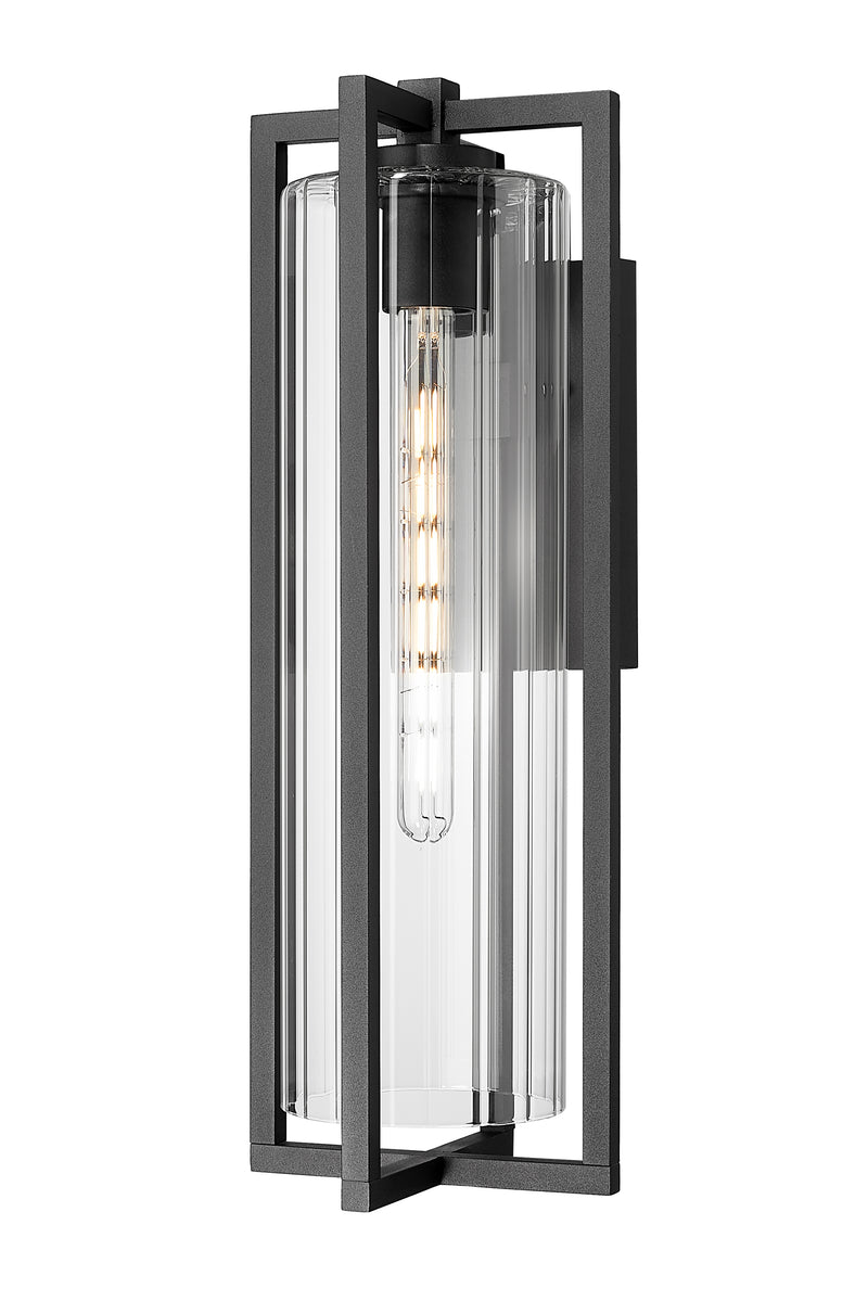 Aura 1 Light 8" Outdoor Wall Light, 22.25" Tall in Black