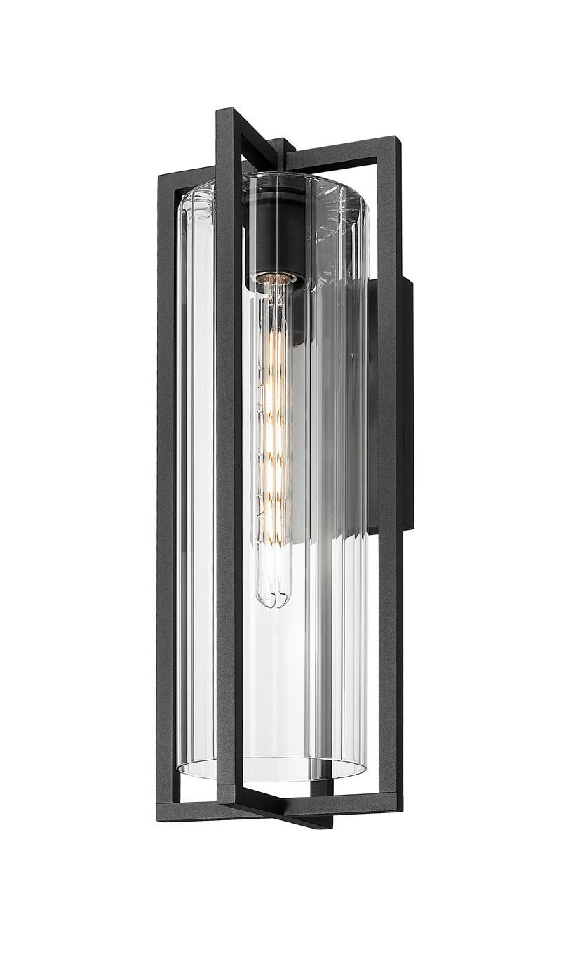 Aura 1 Light 8" Outdoor Wall Light, 22.25" Tall in Black