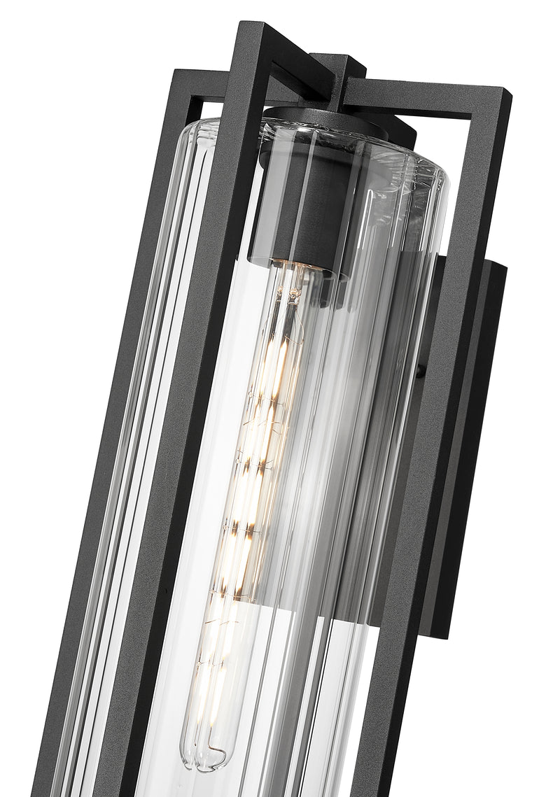 Aura 1 Light 8" Outdoor Wall Light, 22.25" Tall in Black