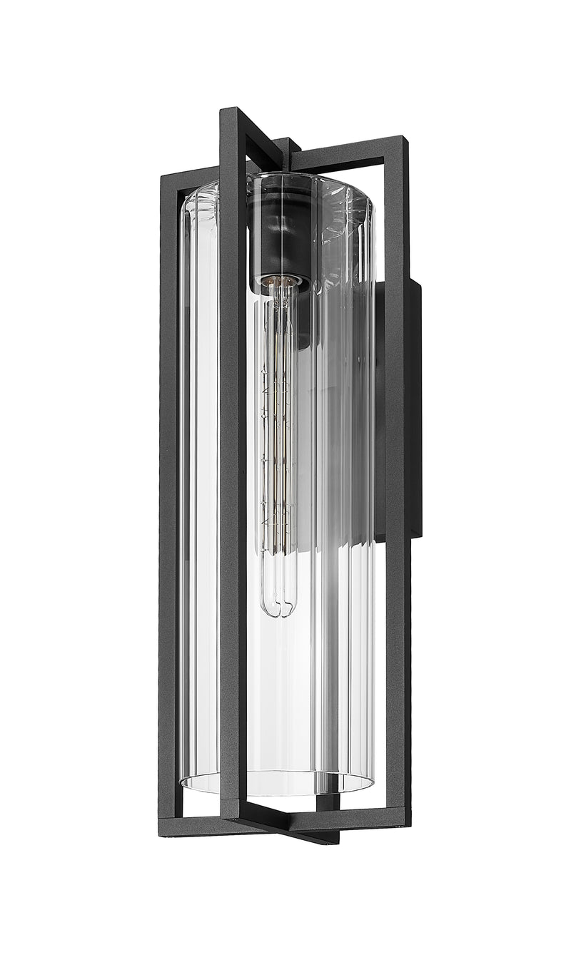 Aura 1 Light 8" Outdoor Wall Light, 22.25" Tall in Black