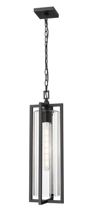 Aura 1 Light 8" Outdoor Chain Mount Ceiling Fixture in Black