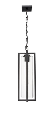 Aura 1 Light 8" Outdoor Chain Mount Ceiling Fixture in Black