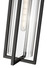 Aura 1 Light 8" Outdoor Chain Mount Ceiling Fixture in Black