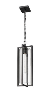 Aura 1 Light 8" Outdoor Chain Mount Ceiling Fixture in Black