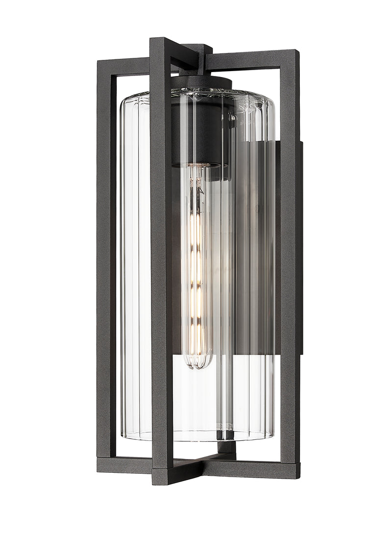 Aura 1 Light 8" Outdoor Wall Light, 16.5" Tall in Black