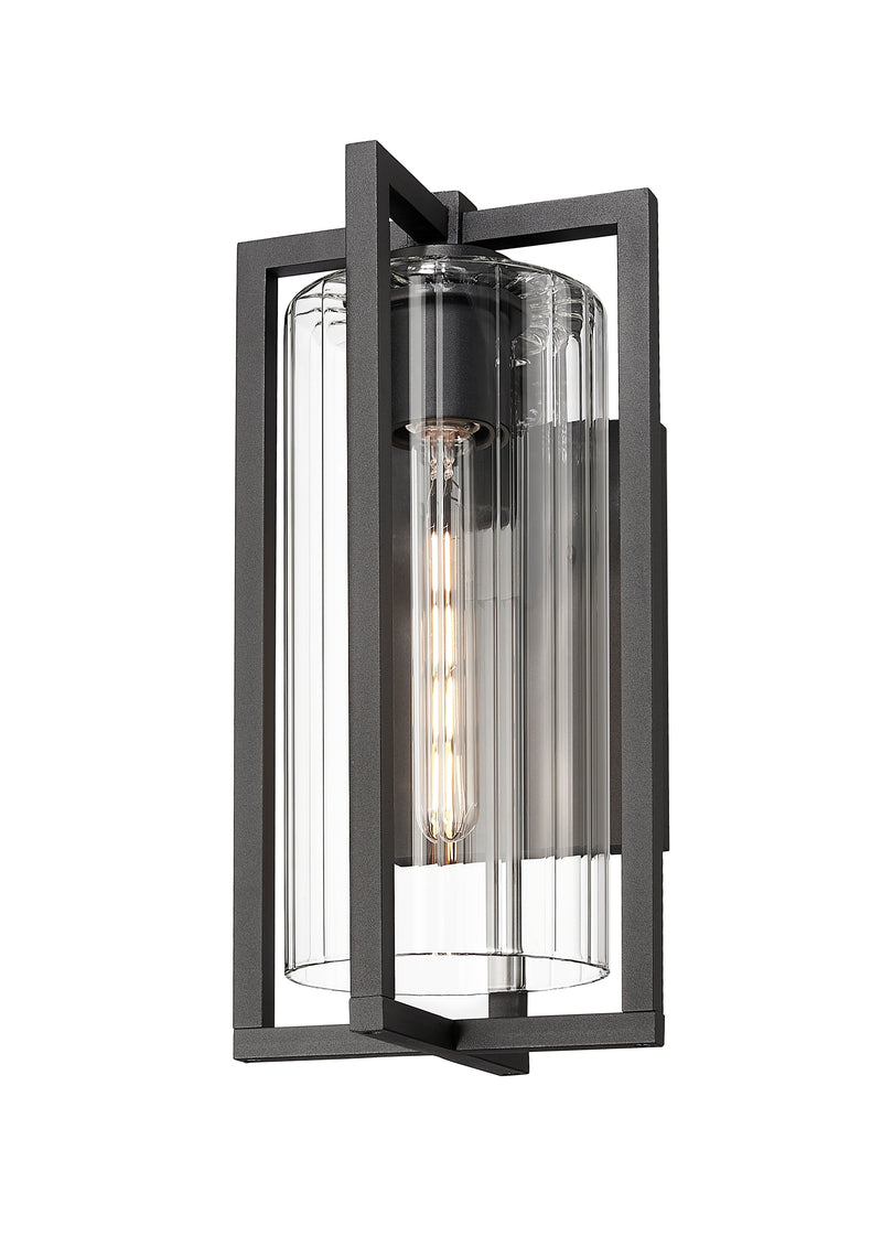 Aura 1 Light 8" Outdoor Wall Light, 16.5" Tall in Black