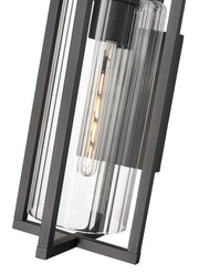Aura 1 Light 8" Outdoor Wall Light, 16.5" Tall in Black