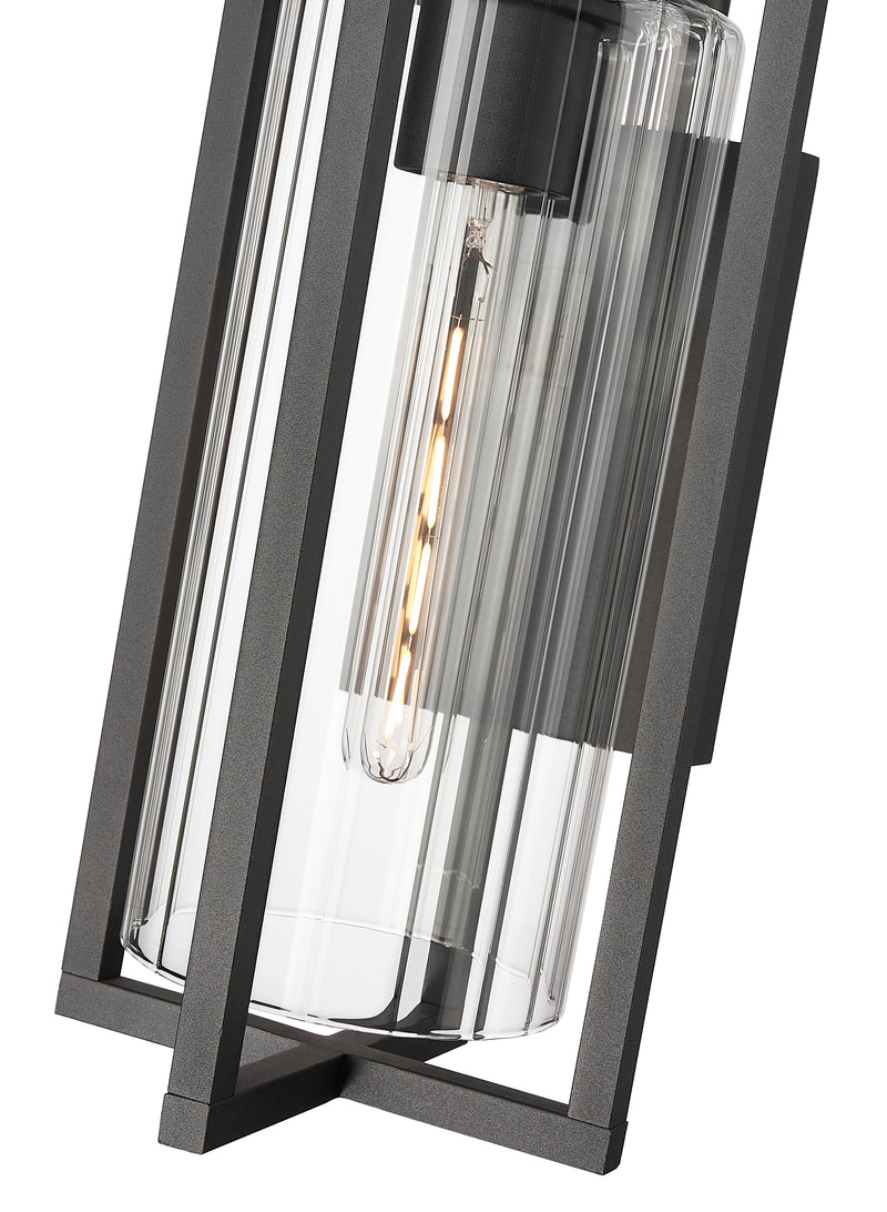 Aura 1 Light 8" Outdoor Wall Light, 16.5" Tall in Black