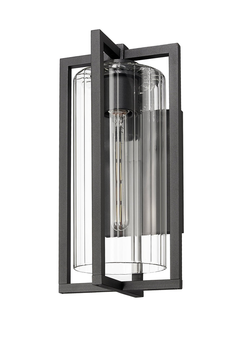 Aura 1 Light 8" Outdoor Wall Light, 16.5" Tall in Black