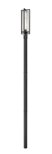 Aura 1 Light 8" Outdoor Post Mount Fixture in Black, 97" Straight Post