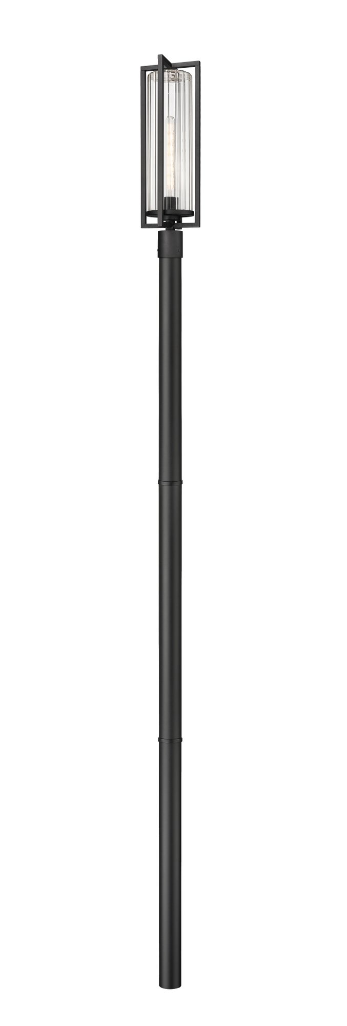 Aura 1 Light 8" Outdoor Post Mount Fixture in Black, 97" Straight Post