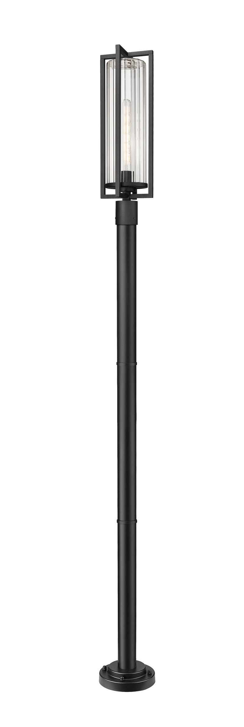 Aura 1 Light 8" Outdoor Post Mount Fixture in Black, 76" Post, 9" Classic Base