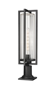 Aura 1 Light 8" Outdoor Post Mount Fixture in Black, Pier Mount, 6" Base
