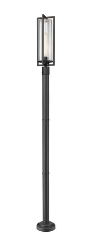Aura 1 Light 8" Outdoor Post Mount Fixture in Black, 76" Cast Post, 9" Base