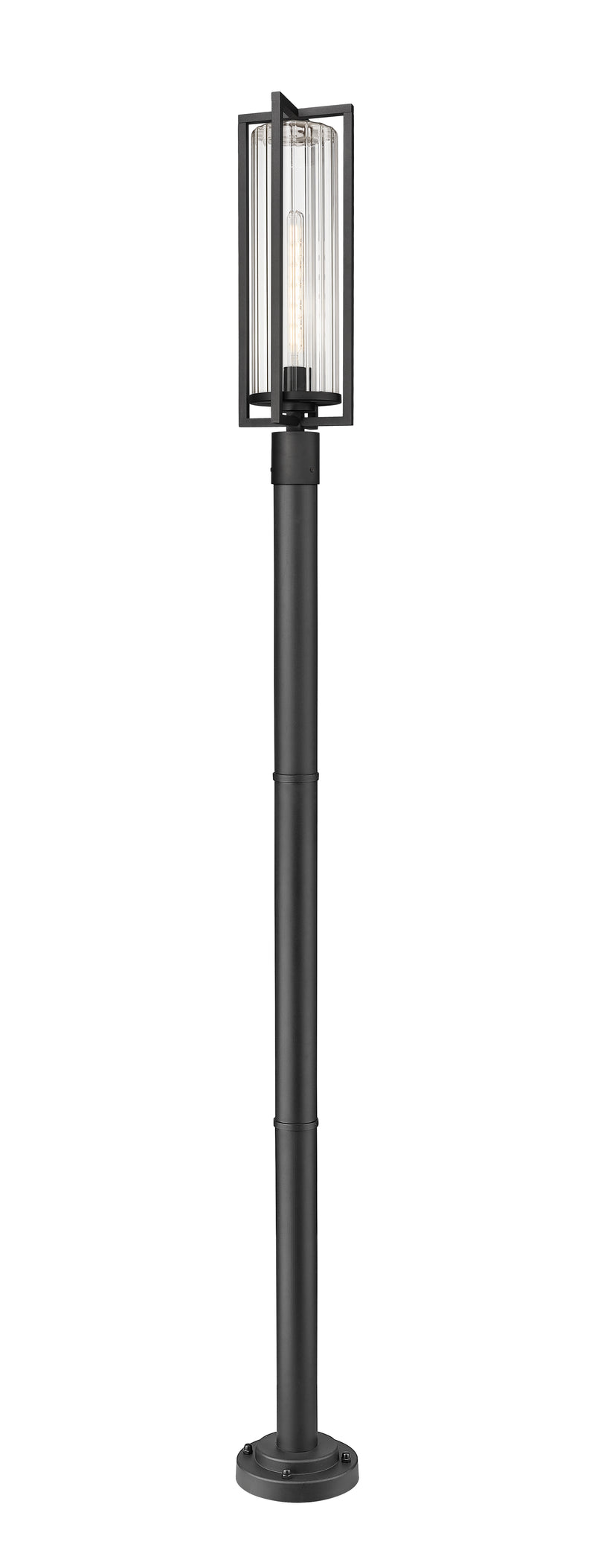 Aura 1 Light 8" Outdoor Post Mount Fixture in Black, 76" Cast Post, 9" Base