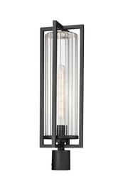 Aura 1 Light 8" Outdoor Post Mount Fixture in Black, Post Top Only, Round Fitter