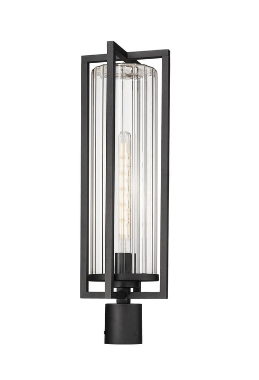Aura 1 Light 8" Outdoor Post Mount Fixture in Black, Post Top Only, Round Fitter