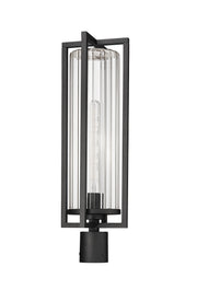 Aura 1 Light 8" Outdoor Post Mount Fixture in Black, Post Top Only, Round Fitter