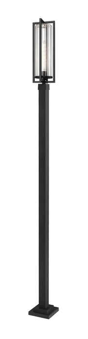 Aura 1 Light 8" Outdoor Post Mount Fixture in Black, 96" Square Post