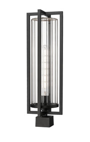 Aura 1 Light 8" Outdoor Post Mount Fixture in Black, Post Top Only, Square Fitter