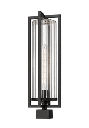 Aura 1 Light 8" Outdoor Post Mount Fixture in Black, Post Top Only, Square Fitter