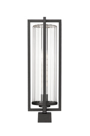 Aura 1 Light 8" Outdoor Post Mount Fixture in Black, Post Top Only, Square Fitter