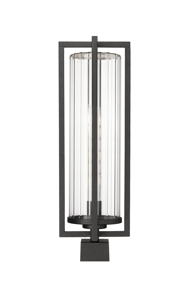 Aura 1 Light 8" Outdoor Post Mount Fixture in Black, Post Top Only, Square Fitter