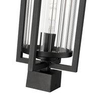 Aura 1 Light 8" Outdoor Post Mount Fixture in Black, Post Top Only, Square Fitter