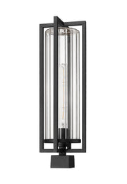 Aura 1 Light 8" Outdoor Post Mount Fixture in Black, Post Top Only, Square Fitter