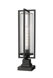 Aura 1 Light 8" Outdoor Post Mount Fixture in Black, Square Pier Mount