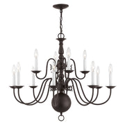 Williamsburgh 12-Light 32" 2-Tier Chandelier in Bronze