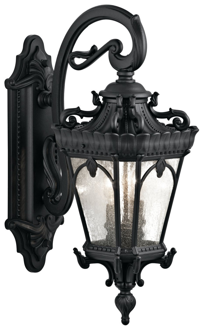 Tournai 2-Light Outdoor Wall Lantern in Textured Black
