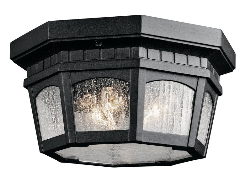 Courtyard 3-Light Outdoor Flush Mount in Textured Black