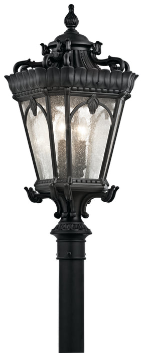 Tournai Outdoor Post Mount 4-Light in Textured Black