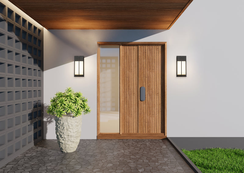 Nyx 2 Light 6" Outdoor Wall Light in Black in a room setting