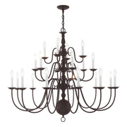 Williamsburgh 22-Light Grande 3-Tier Foyer Chandelier in Bronze