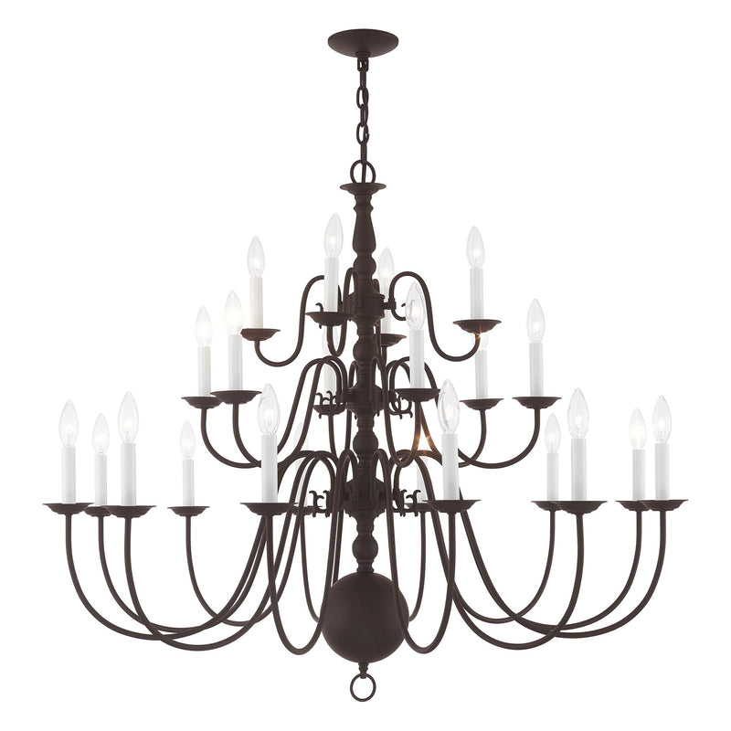 Williamsburgh 22-Light Grande 3-Tier Foyer Chandelier in Bronze