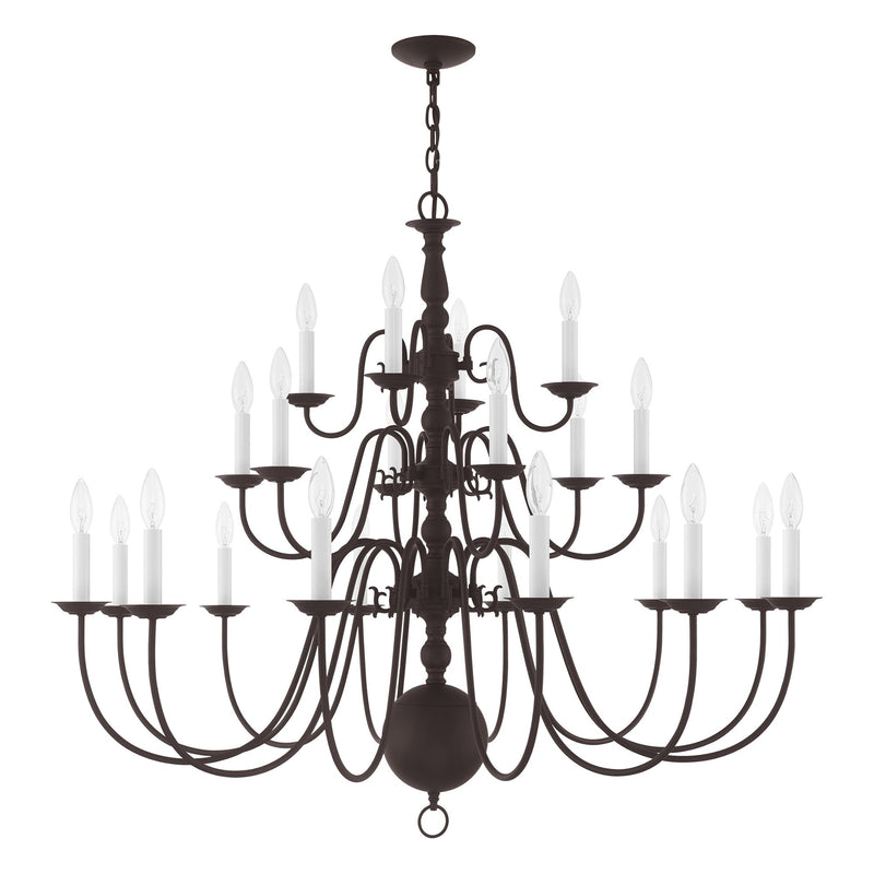 Williamsburgh 22-Light Grande 3-Tier Foyer Chandelier in Bronze