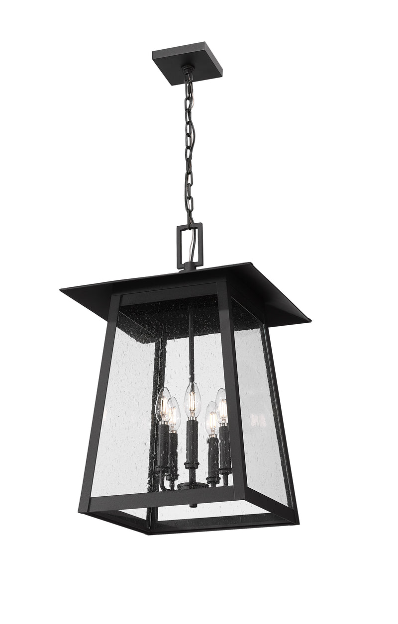 Rainer 5 Light 15.5" Outdoor Chain Mount Ceiling Fixture in Black