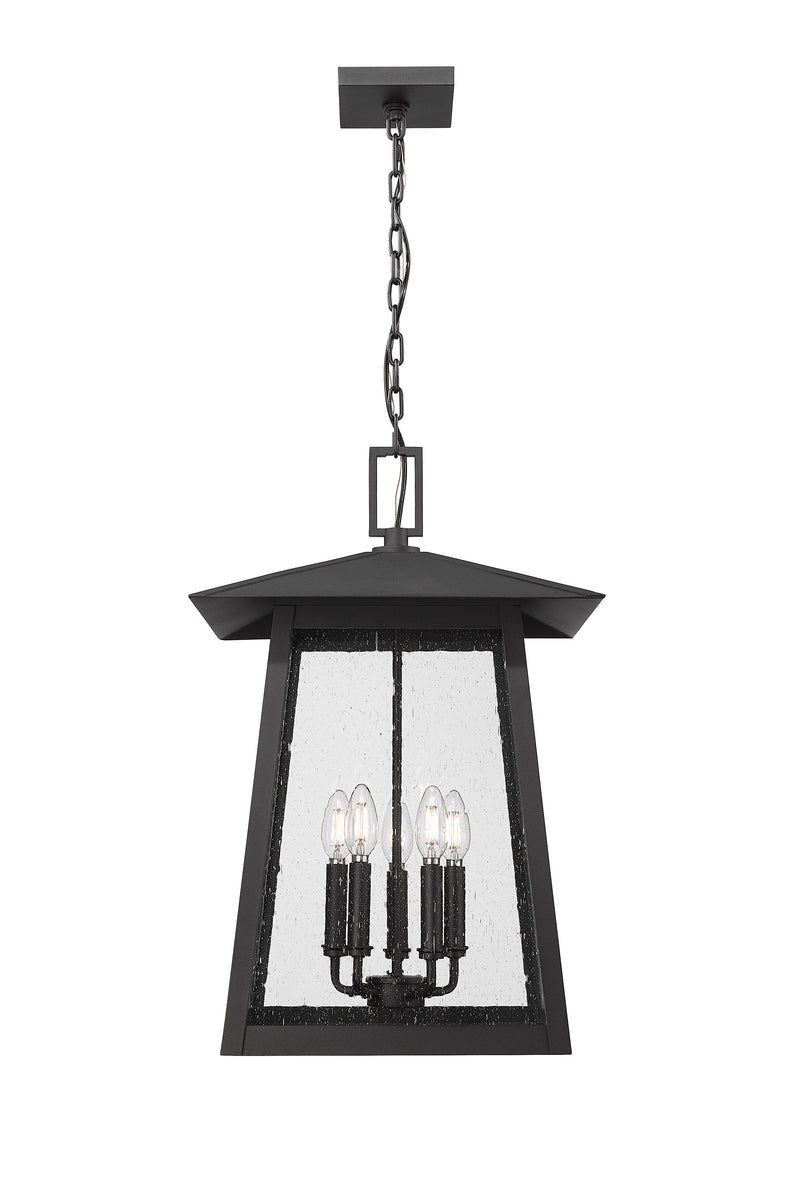 Rainer 5 Light 15.5" Outdoor Chain Mount Ceiling Fixture in Black