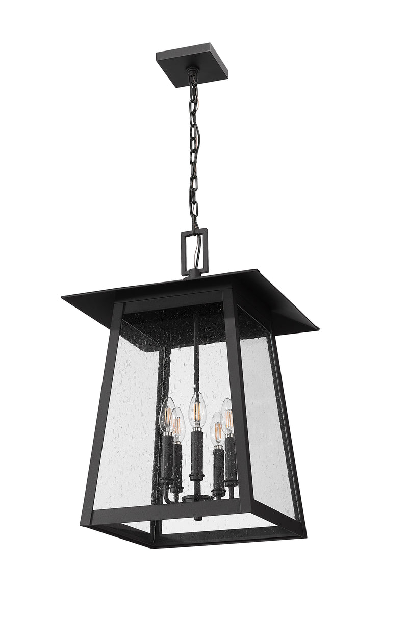 Rainer 5 Light 15.5" Outdoor Chain Mount Ceiling Fixture in Black